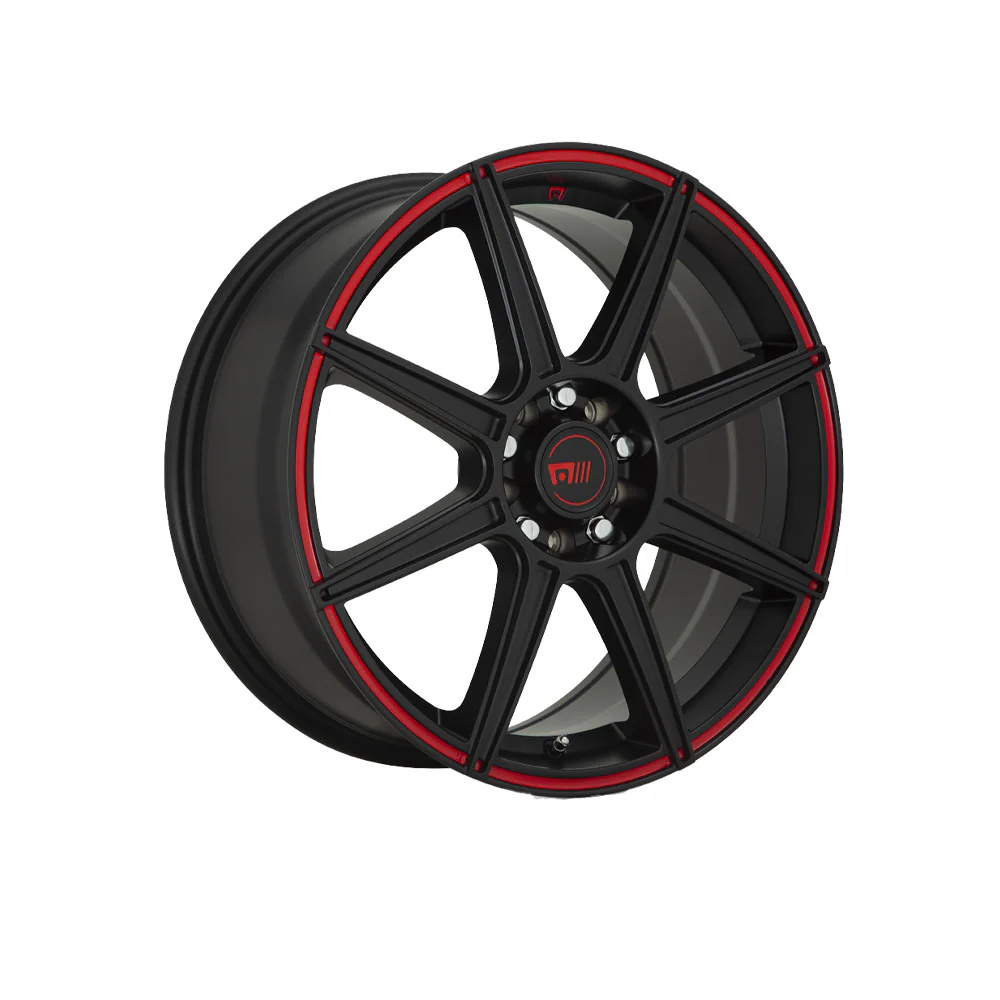 MOTEGI MR142 CS8 Satin Black With Red Stripe