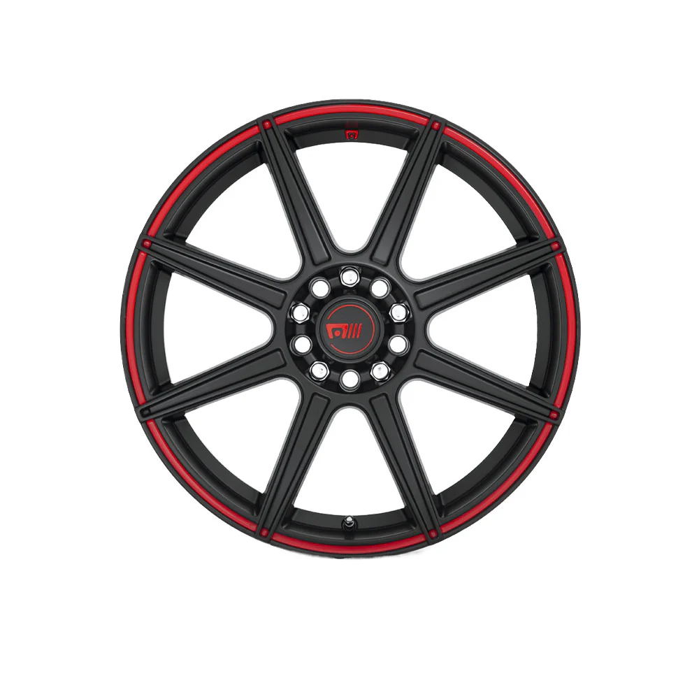 MOTEGI MR142 CS8 Satin Black With Red Stripe - Image 2