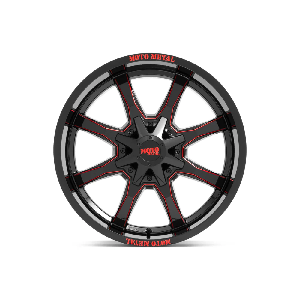 MOTO METAL MO970 Gloss Black Milled With Red Tint & Moto Metal On Lip - Image 2