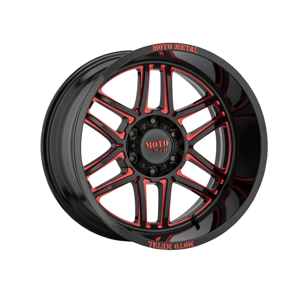 MOTO METAL MO992 FOLSOM Gloss Black Milled With Red Tint